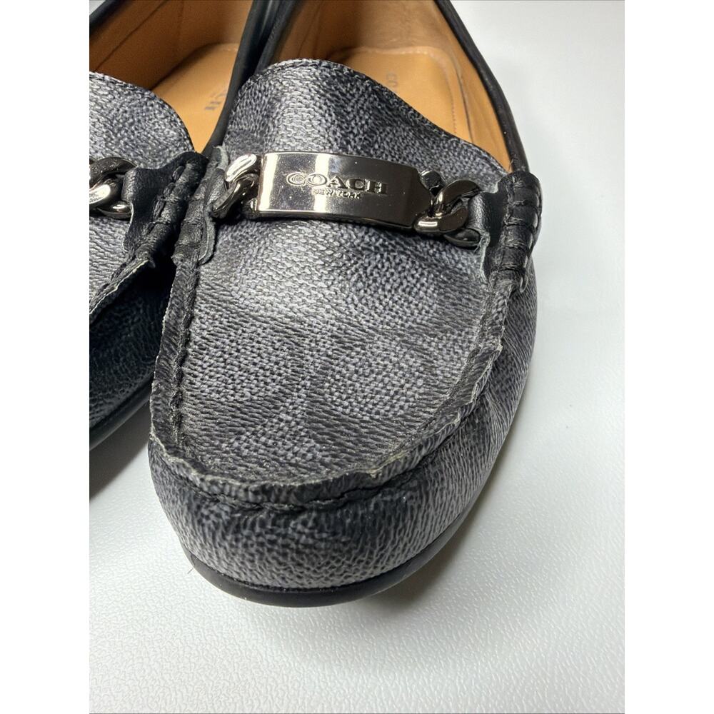 COACH Signature Olive 6.5B Jacquard Black & Smoke Women's Driving Loafer Logo - Picture 2 of 10